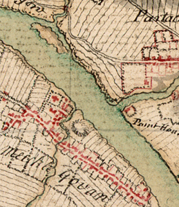 Extract from Roy's Military Survey of Scotland showing Govan in the mid 1700s